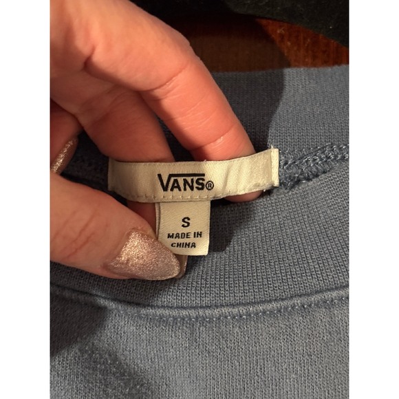 Vans Off The Wall Blue Embroidered Floral Mock Neck Sweatshirt Women's Small - Picture 5 of 5